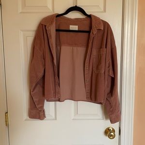 American eagle rust rose colored corduroy button up
